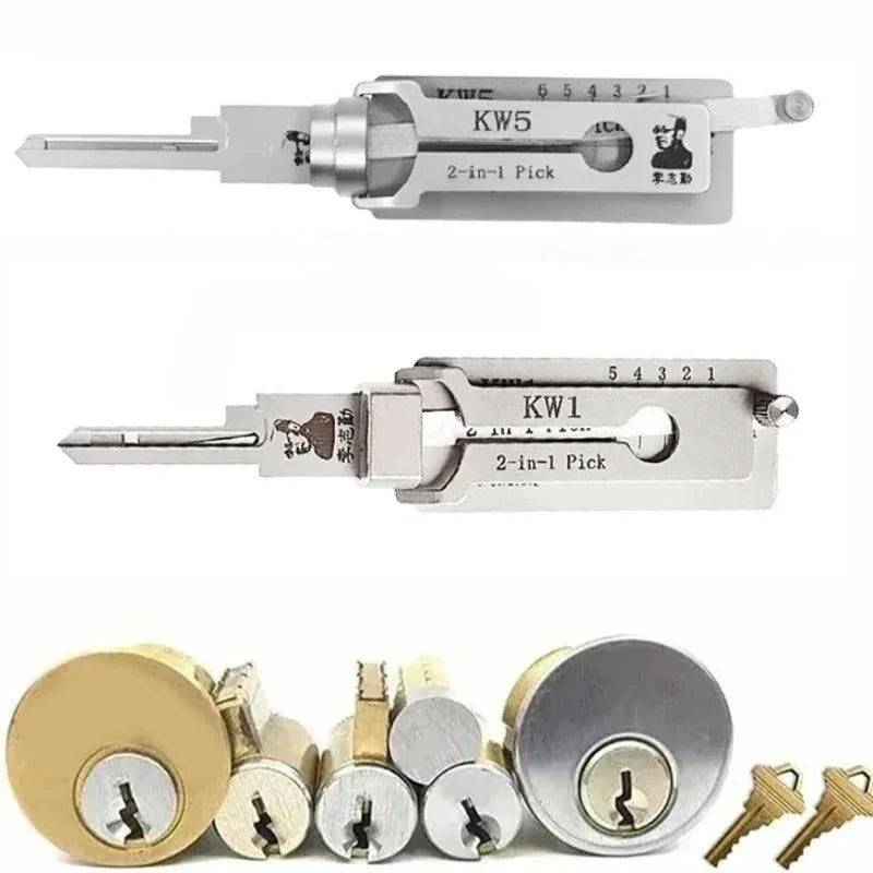 2 In 1 Lock Pick And Key Decoder Master Key Set Tools