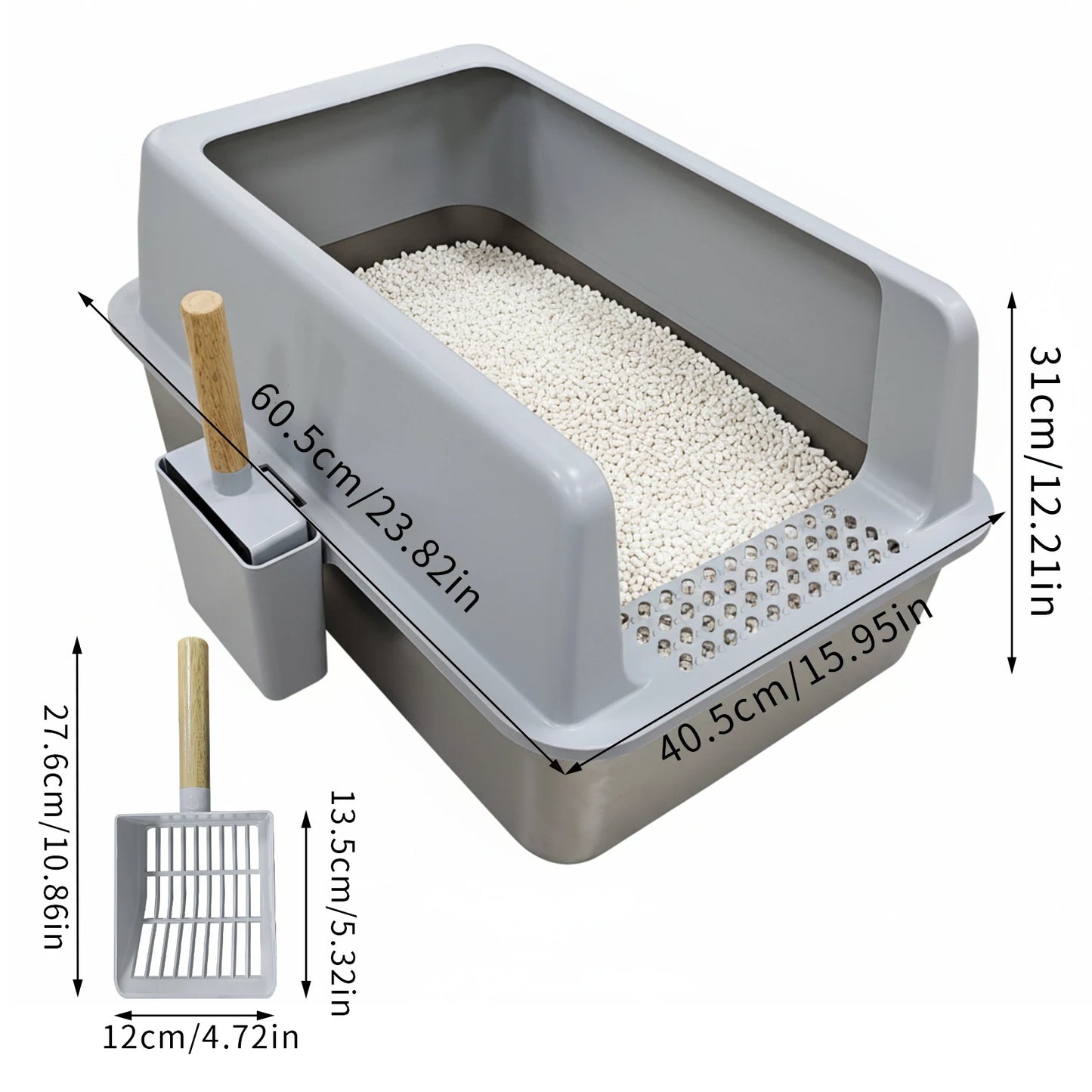 Large Enclosed Cat Litter Box With Lid And High Sides