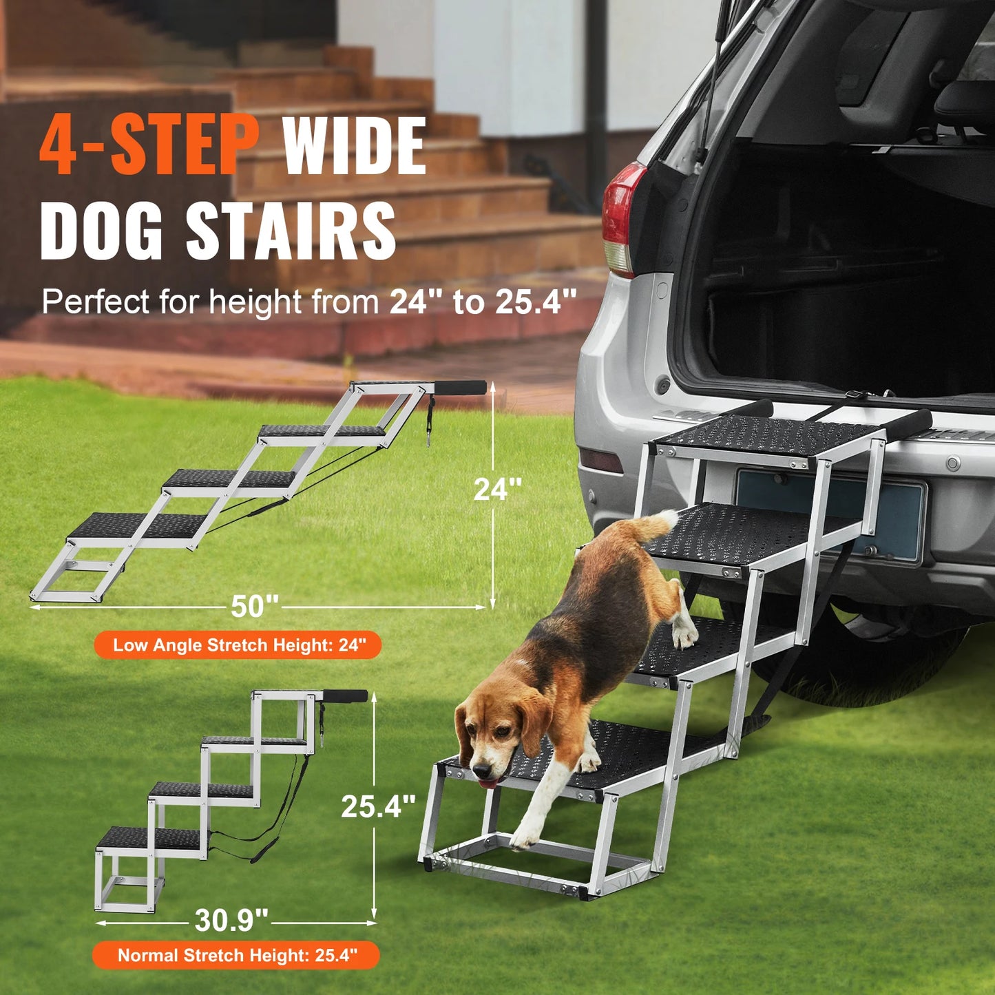 SucceBuy Car Dog Stair Folding Portable Pet Steps For Cars