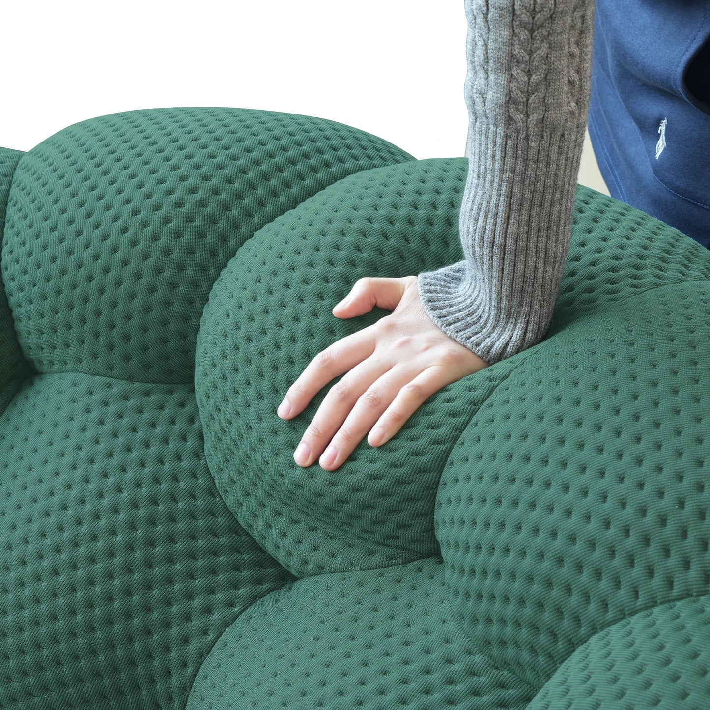 Sdorens Modern Curved Boneless Sofa With Knit Fabric Loveseat