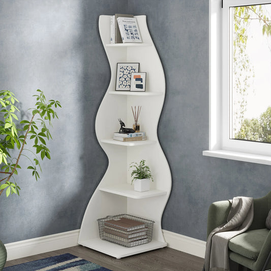 Tribesigns Five Tier Corner Shelf Wall Mounted Bookcase