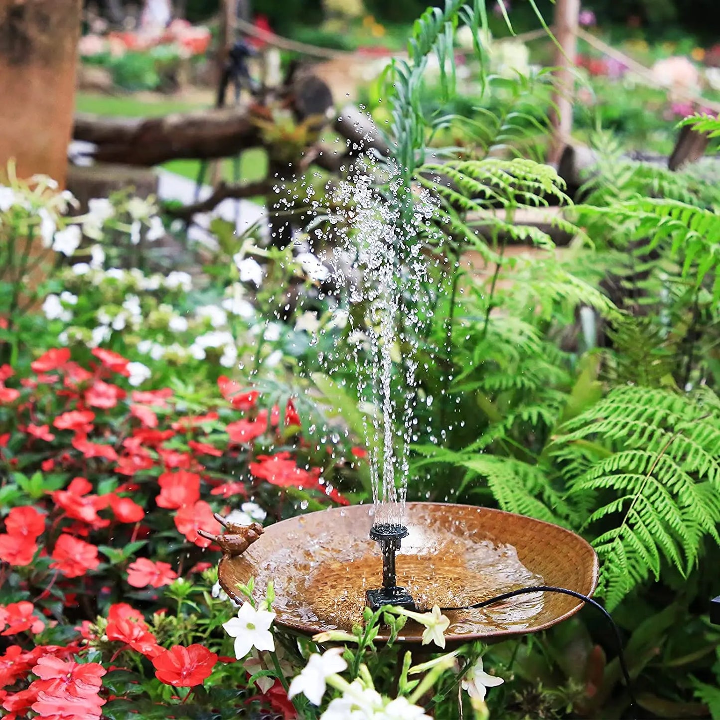 Solar Fountain Pump Kit For Pond With 6 Nozzles Outdoor