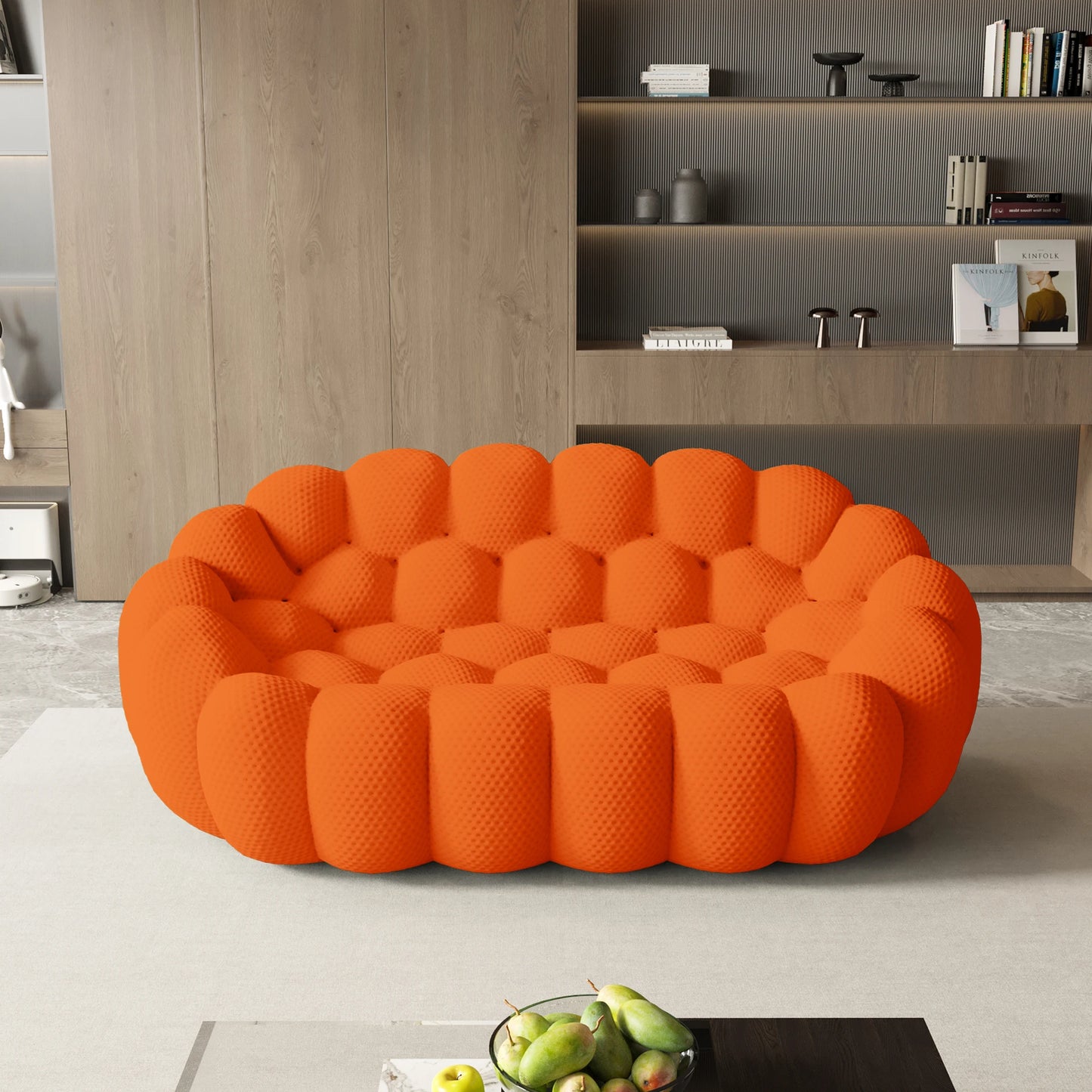 Sdorens Modern Curved Boneless Sofa With Knit Fabric Loveseat