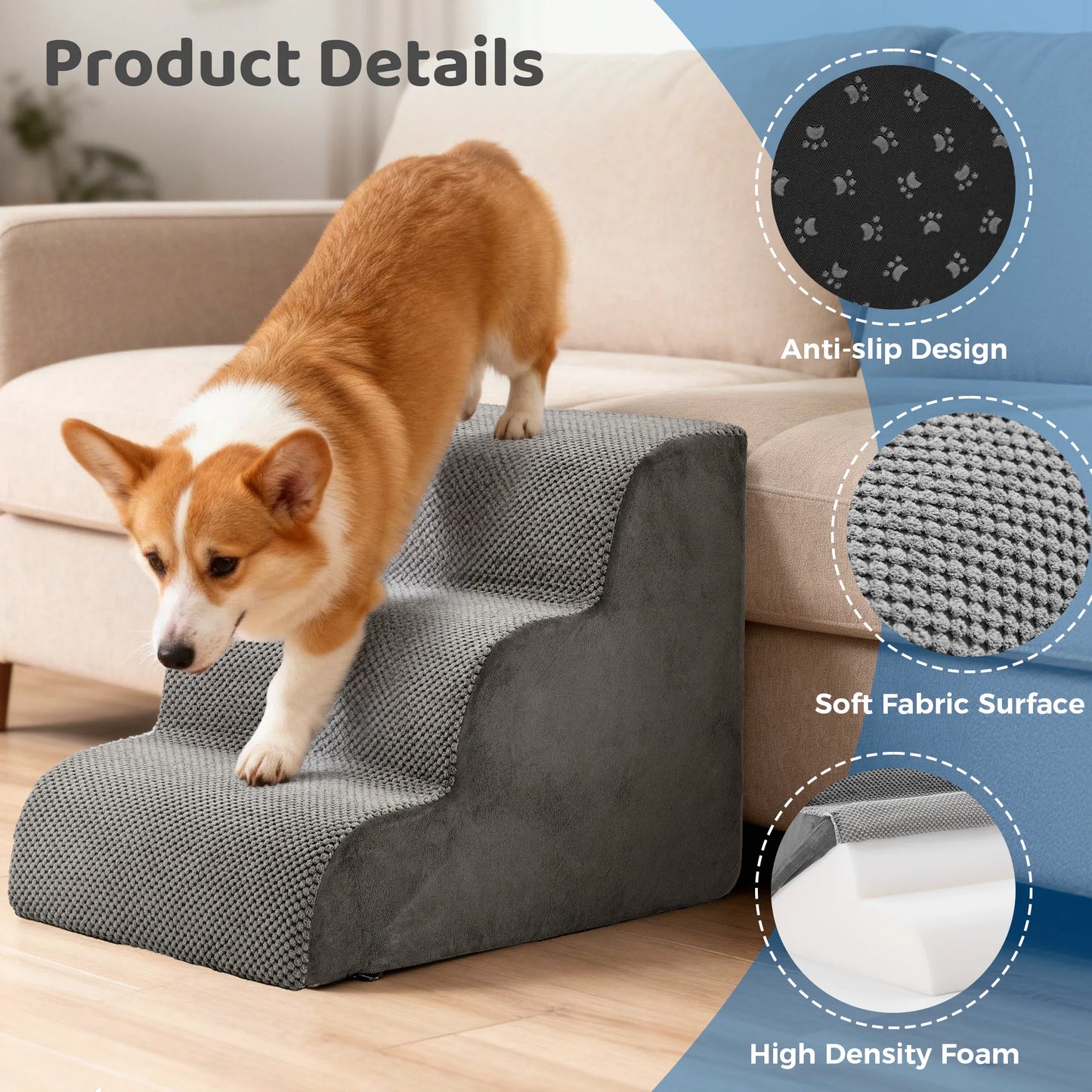 Curved High Density Dog Stairs Ramp For Small Dogs