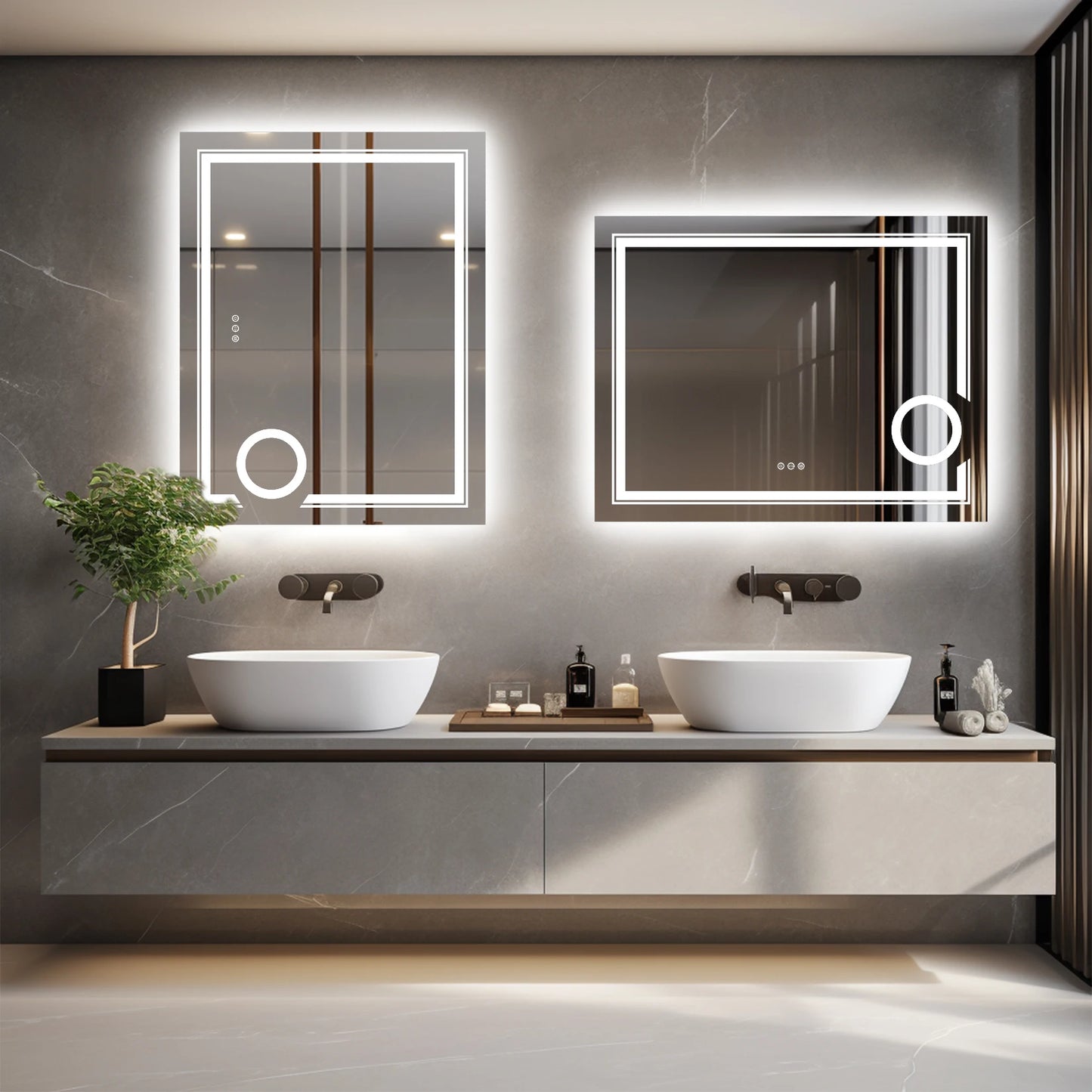 Wisfor LED Lighted Smart Bathroom Mirror 3X Magnifier Wall Mounted Anti Fog