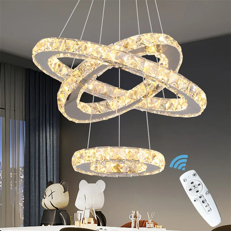 GreeLustr Modern Crystal Led Chandelier With Dimming And Remote