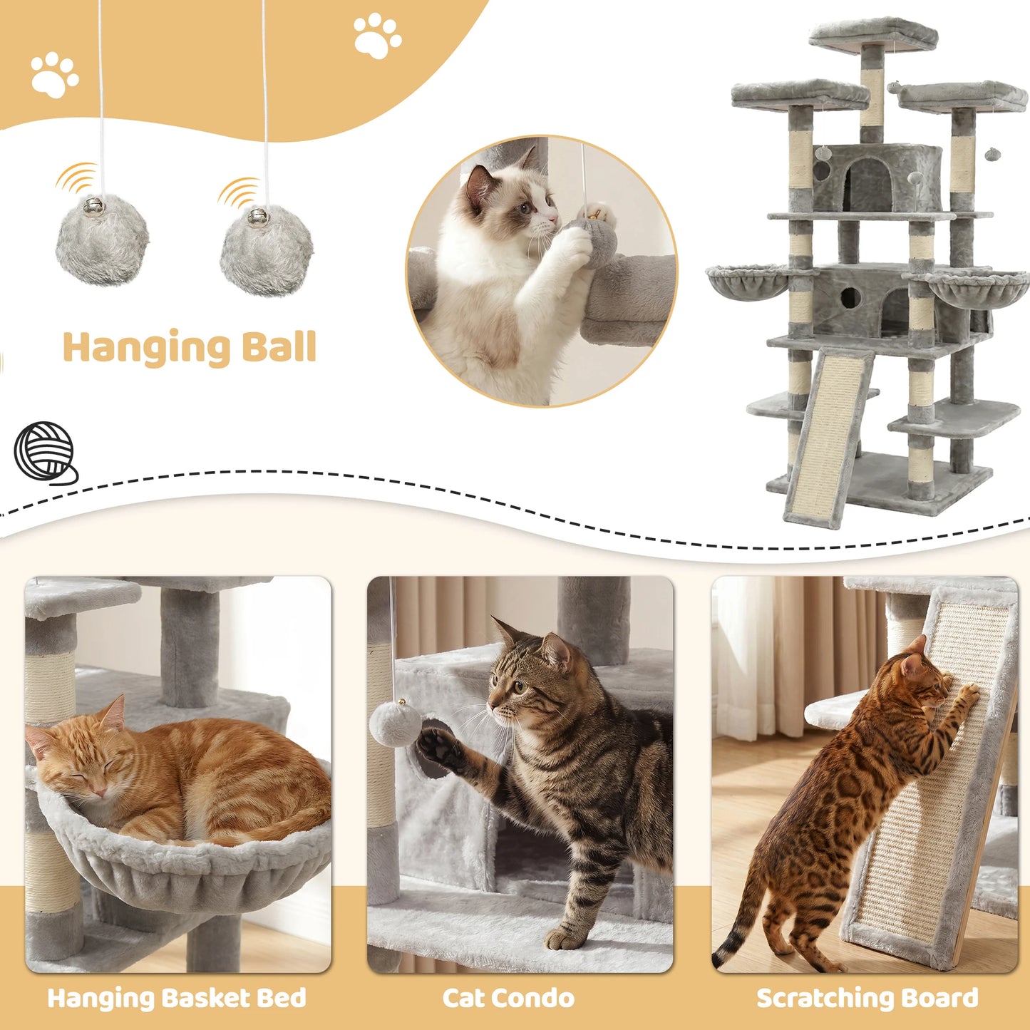 FOOWIN Multi Level Cat Tree Tower Indoor Activity Center Condos