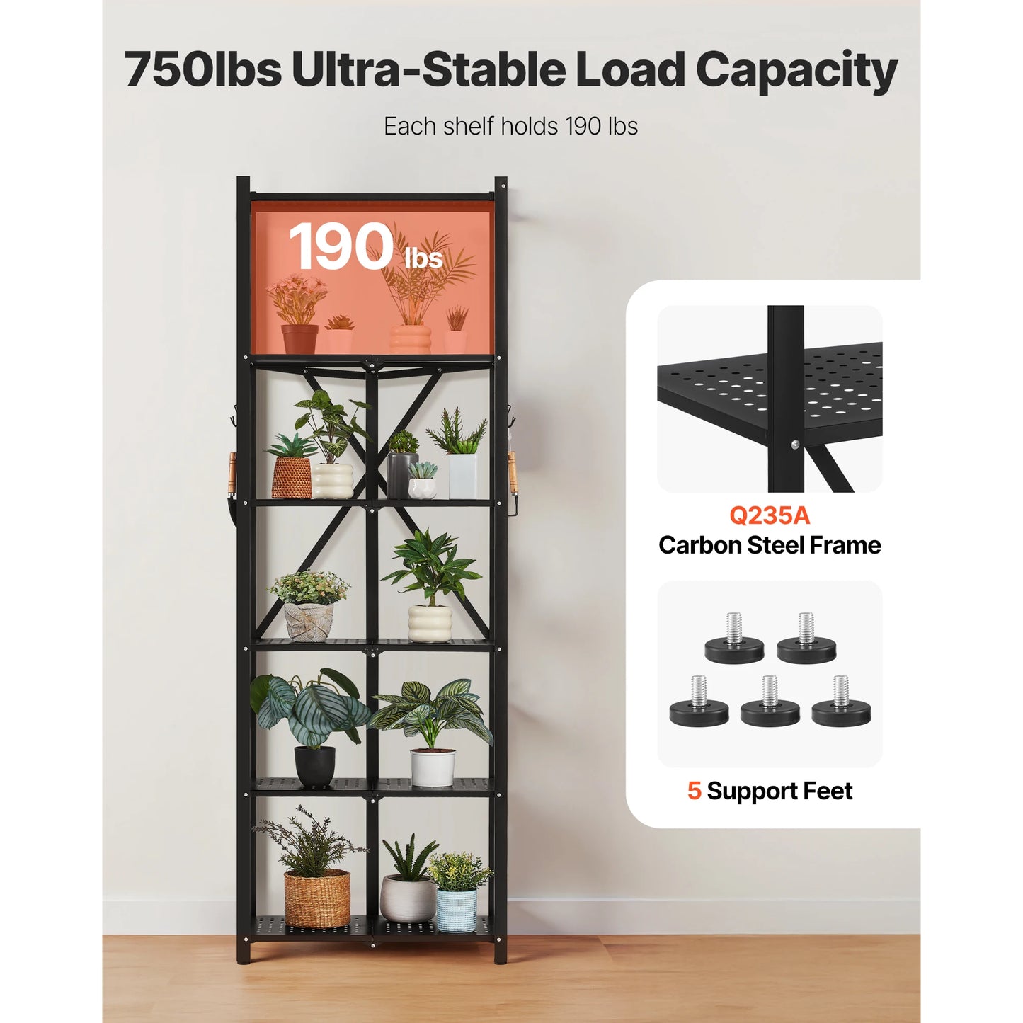 SucceBuy 6 Tier Foldable Storage Shelf With Wheels For Garage