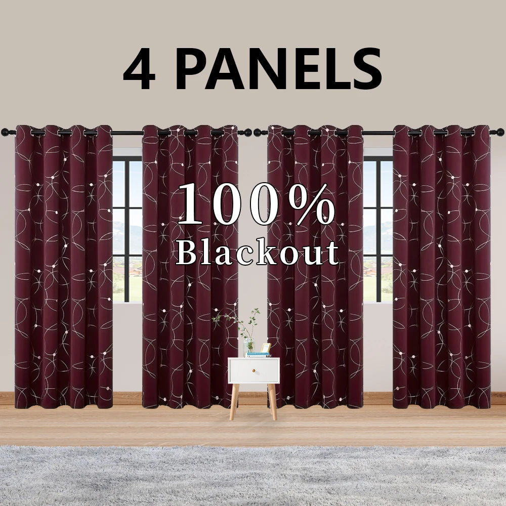 Blackout Curtain Set 4 Piece Grommet Thermal Insulated Room Darkening