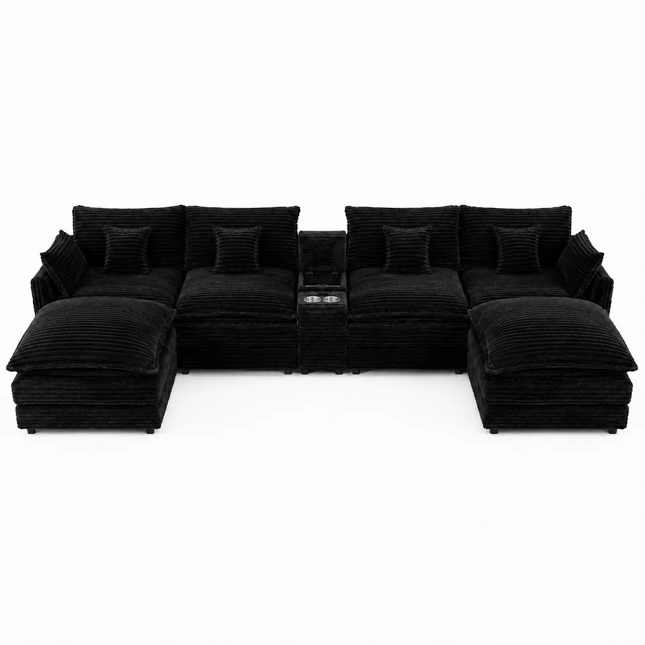 7-Piece U Shaped Modular Sofa Set With Console Coffee Table