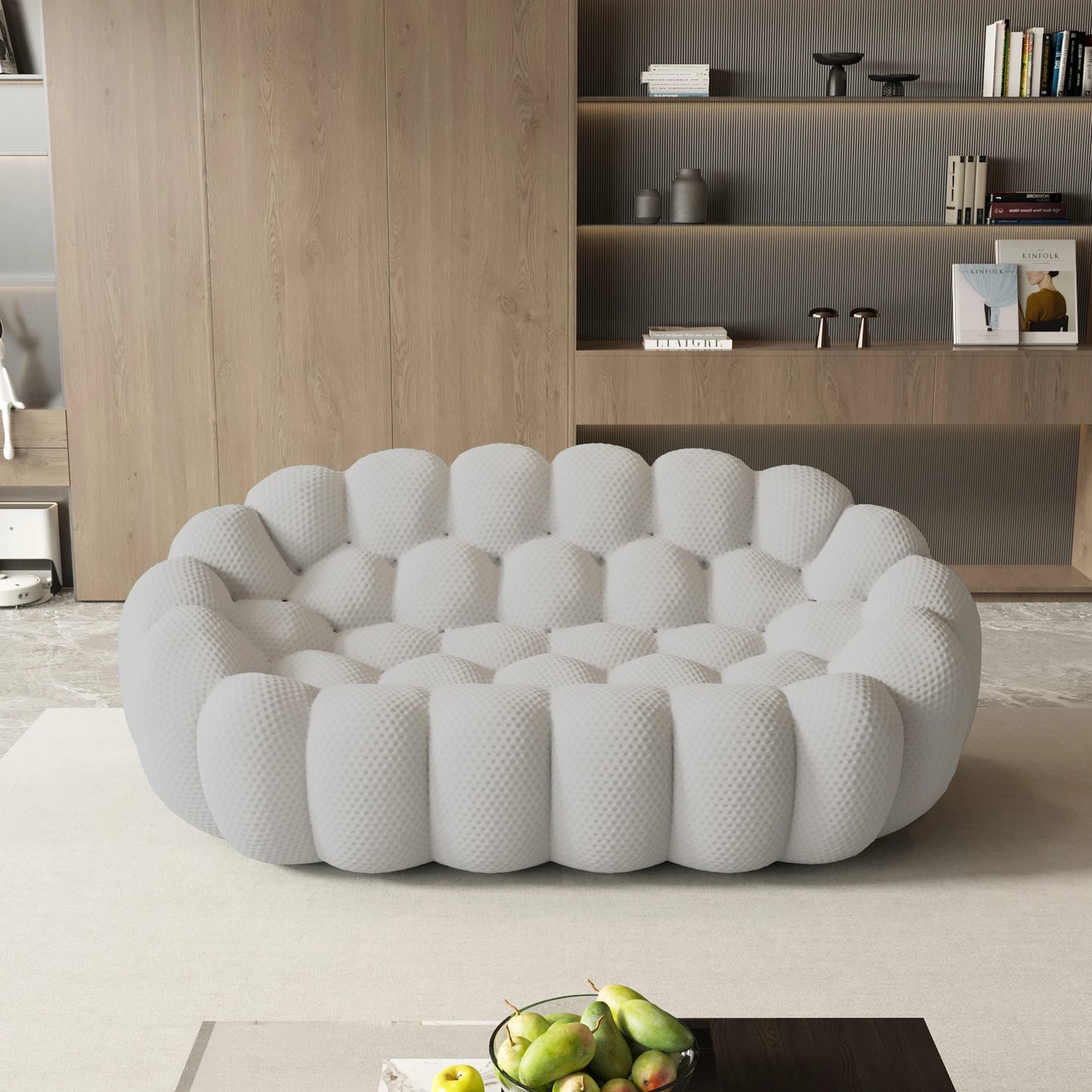 Sdorens Modern Curved Boneless Sofa With Knit Fabric Loveseat