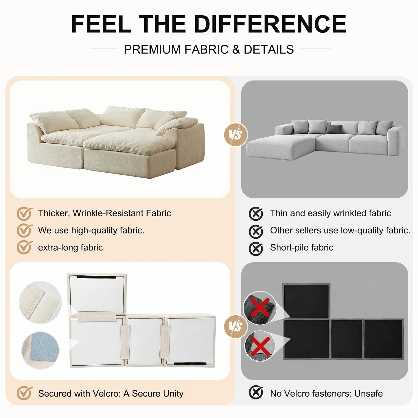 Yeflixvrau Modern Modular Sectional Sofa Removable Cushions