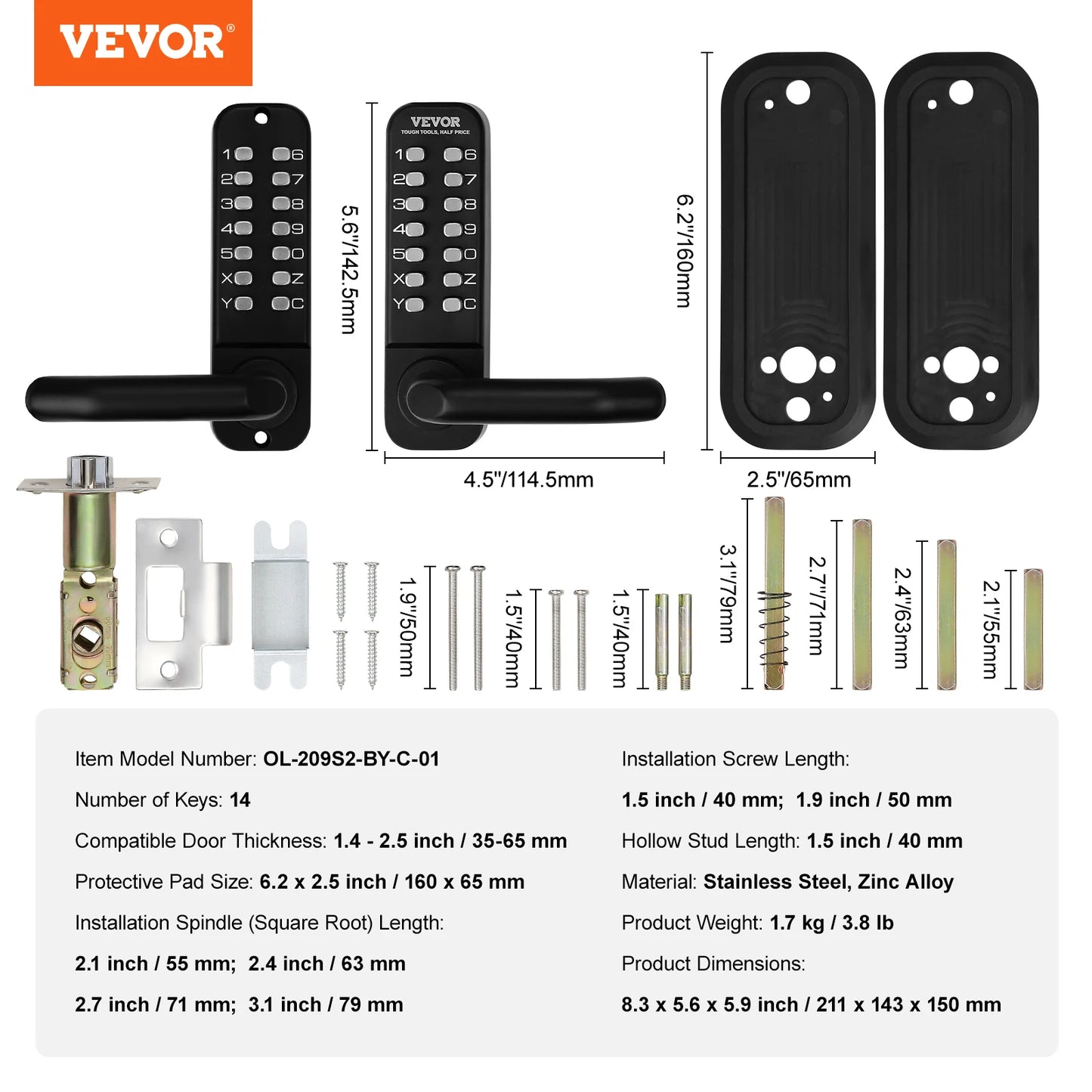SucceBuy Keyless Entry Lock Single And Double 14 Digit Keypad