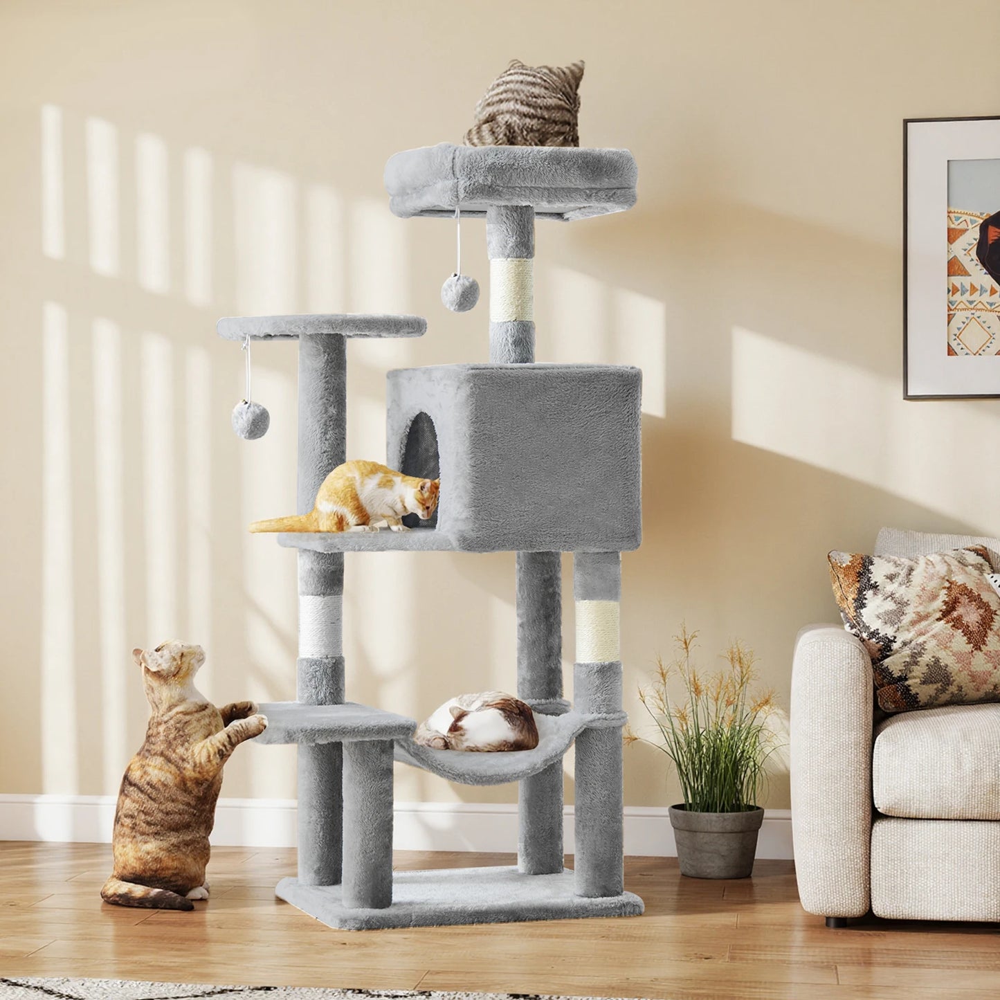 Jhk Tall 4 Tier Cat Tree With Sisal Scratching Posts
