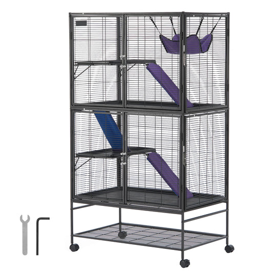 Rolling Metal Ferret Cage 4 Tier For Small Animals