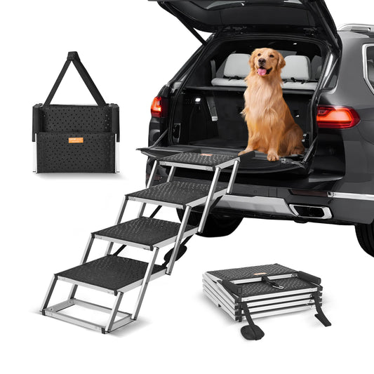 SucceBuy Car Dog Stair Folding Portable Pet Steps For Cars