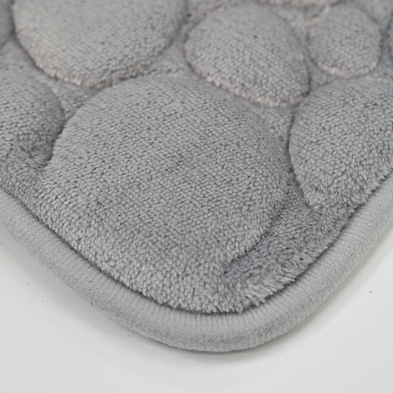 Three-Piece Microfiber Bathroom Mat Set Non-Slip Water Absorbent Stone Pattern
