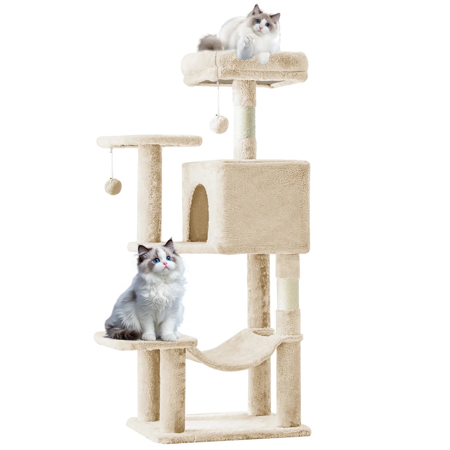 MCQ Cat Tree Tower With Natural Sisal Scratching Posts Pet Condo
