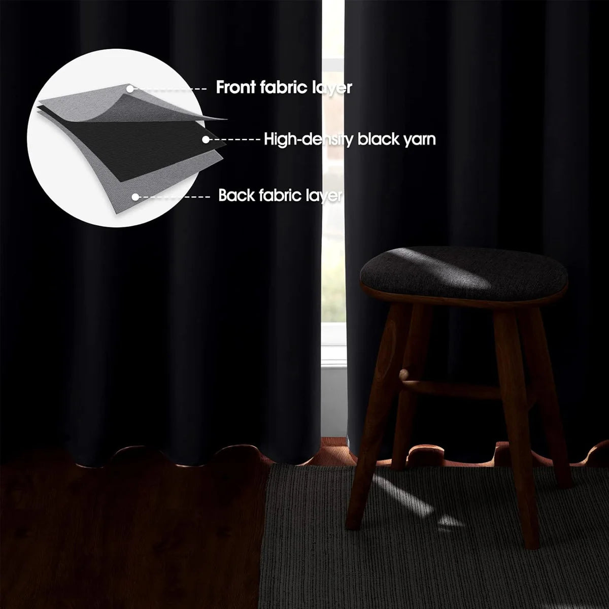 Blackout Curtains 4-Pack Heat Insulated for Bedroom and Living Room